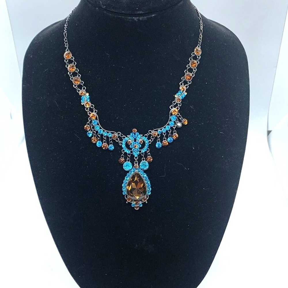 Vintage Rhinestone Bib Choker With Large Pendant … - image 1