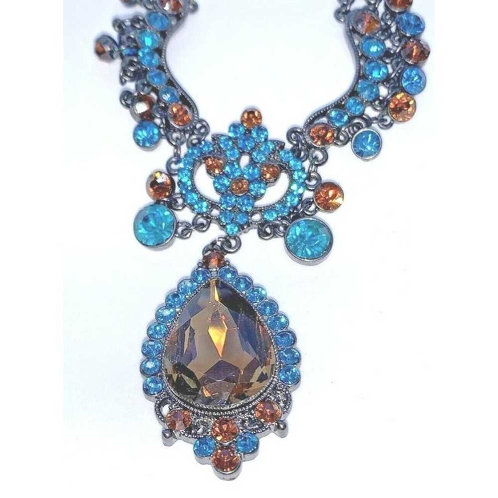 Vintage Rhinestone Bib Choker With Large Pendant … - image 5