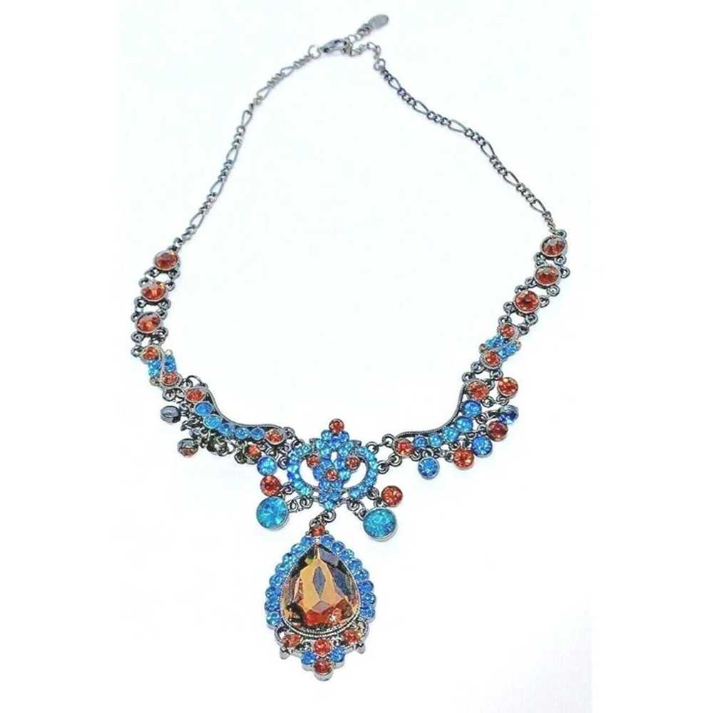 Vintage Rhinestone Bib Choker With Large Pendant … - image 7