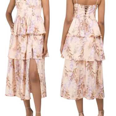 House of Harlow 1960 Linen Blend Corset Midi Dres… - image 1