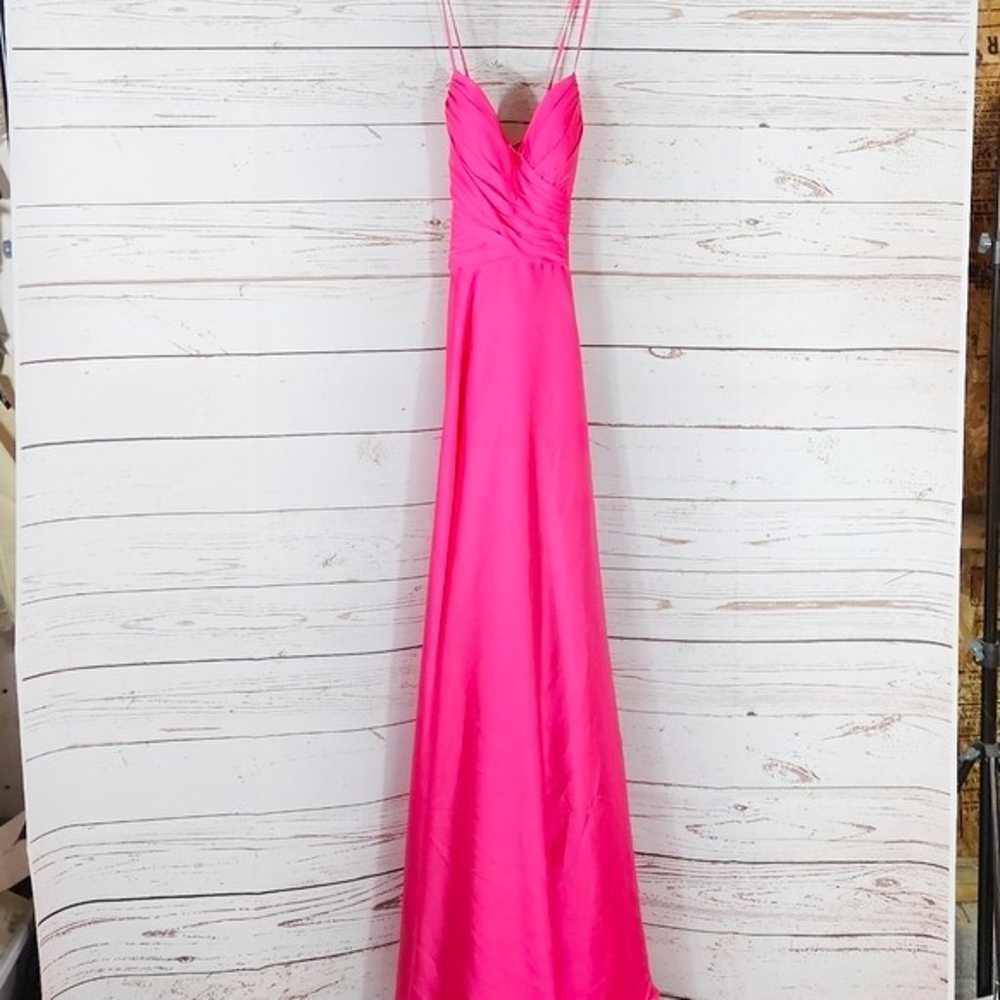 NEW La Femme | Hot Pink Strappy Back Satin Gown - image 2