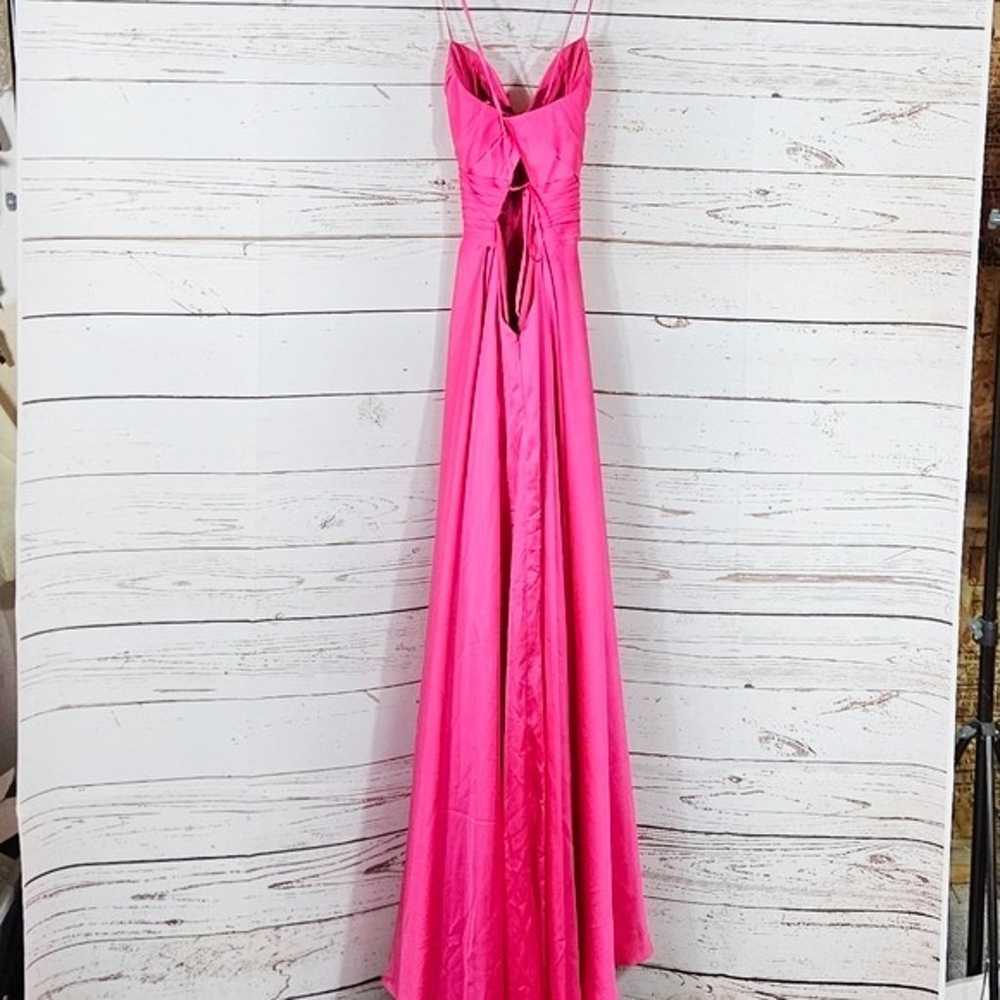 NEW La Femme | Hot Pink Strappy Back Satin Gown - image 4