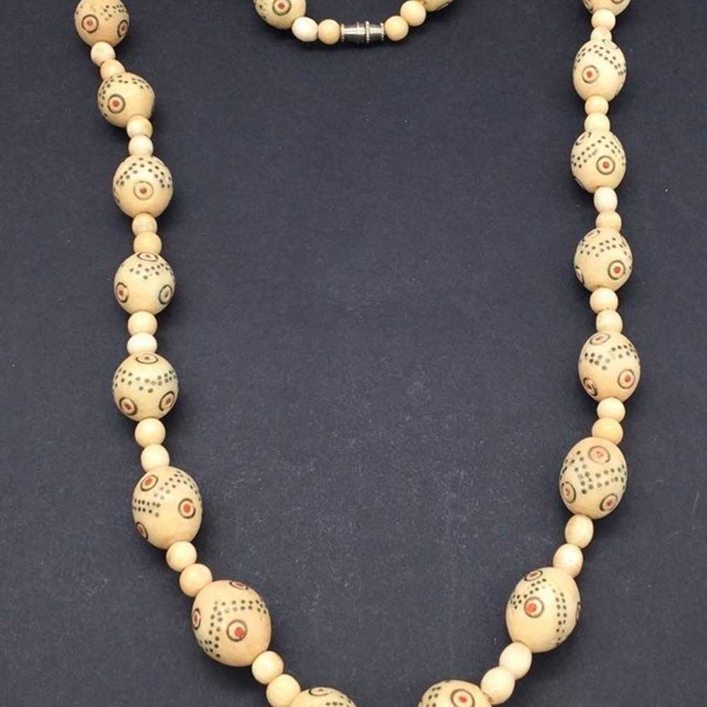 Vintage Bone Carved Bead Necklace - image 3