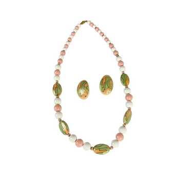 Vintage Art Deco Style Gold Peach Pale Green Whit… - image 1