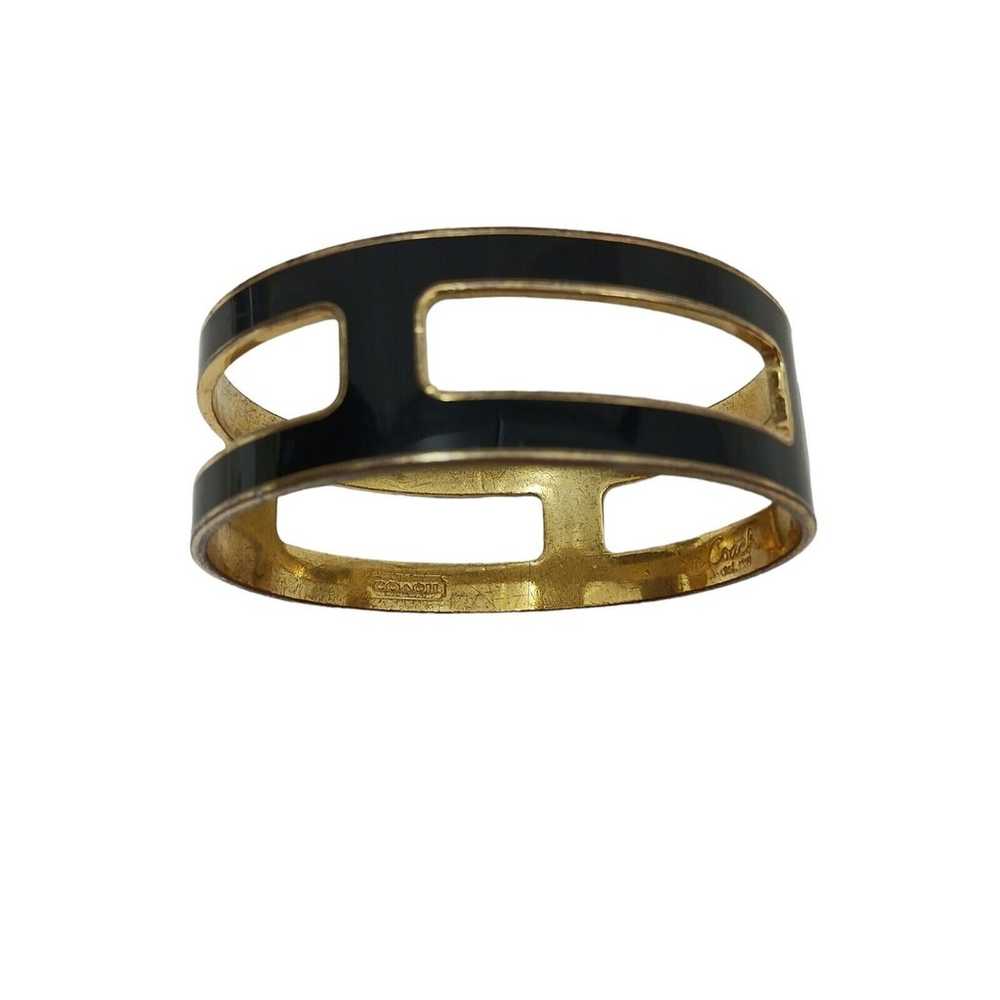 COACH Cuff Bracelet BLACK GOLD Square Cut Out Mod… - image 1