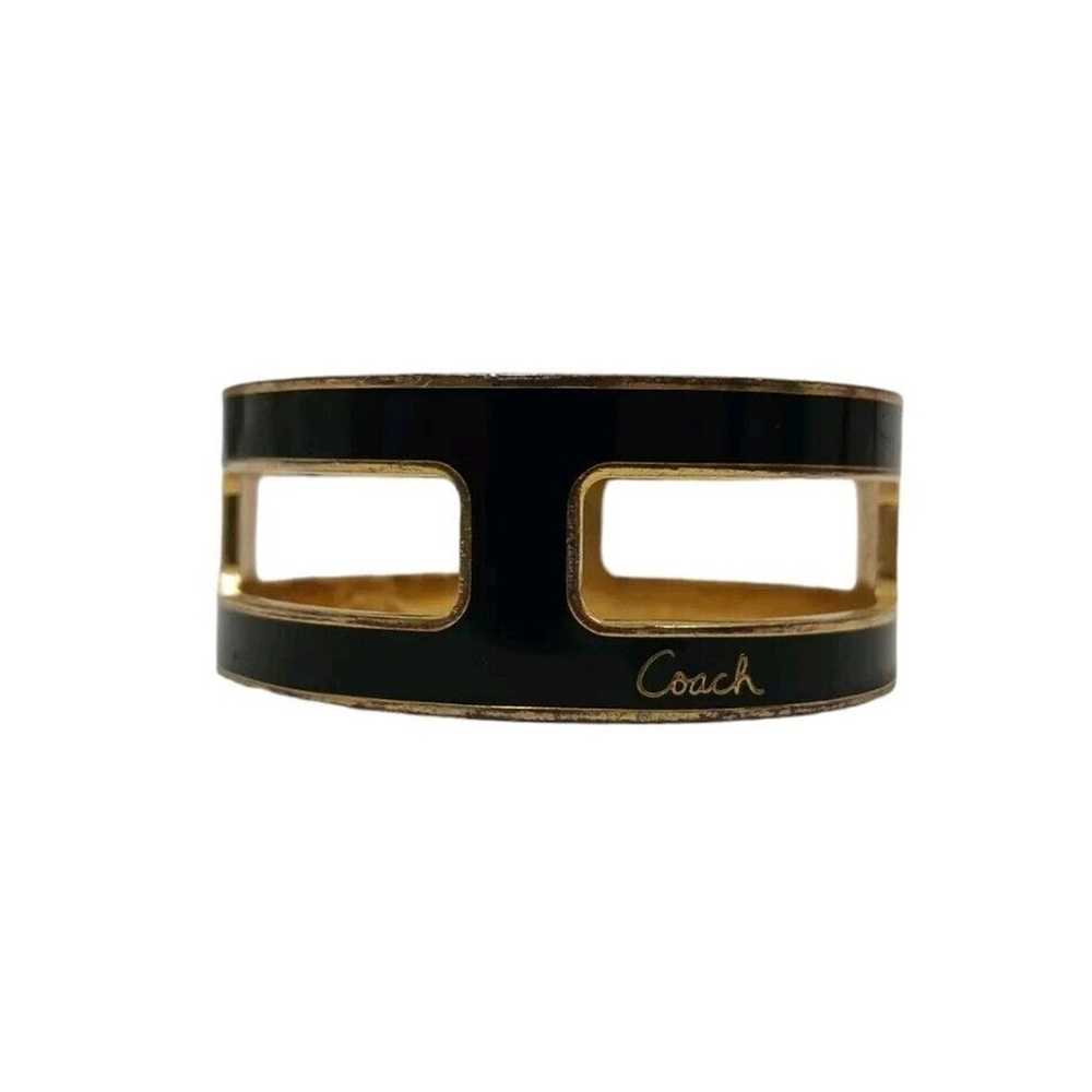 COACH Cuff Bracelet BLACK GOLD Square Cut Out Mod… - image 2