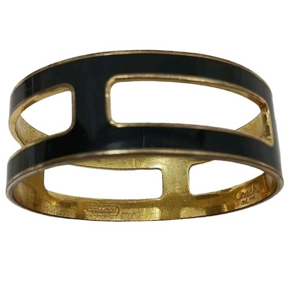 COACH Cuff Bracelet BLACK GOLD Square Cut Out Mod… - image 3