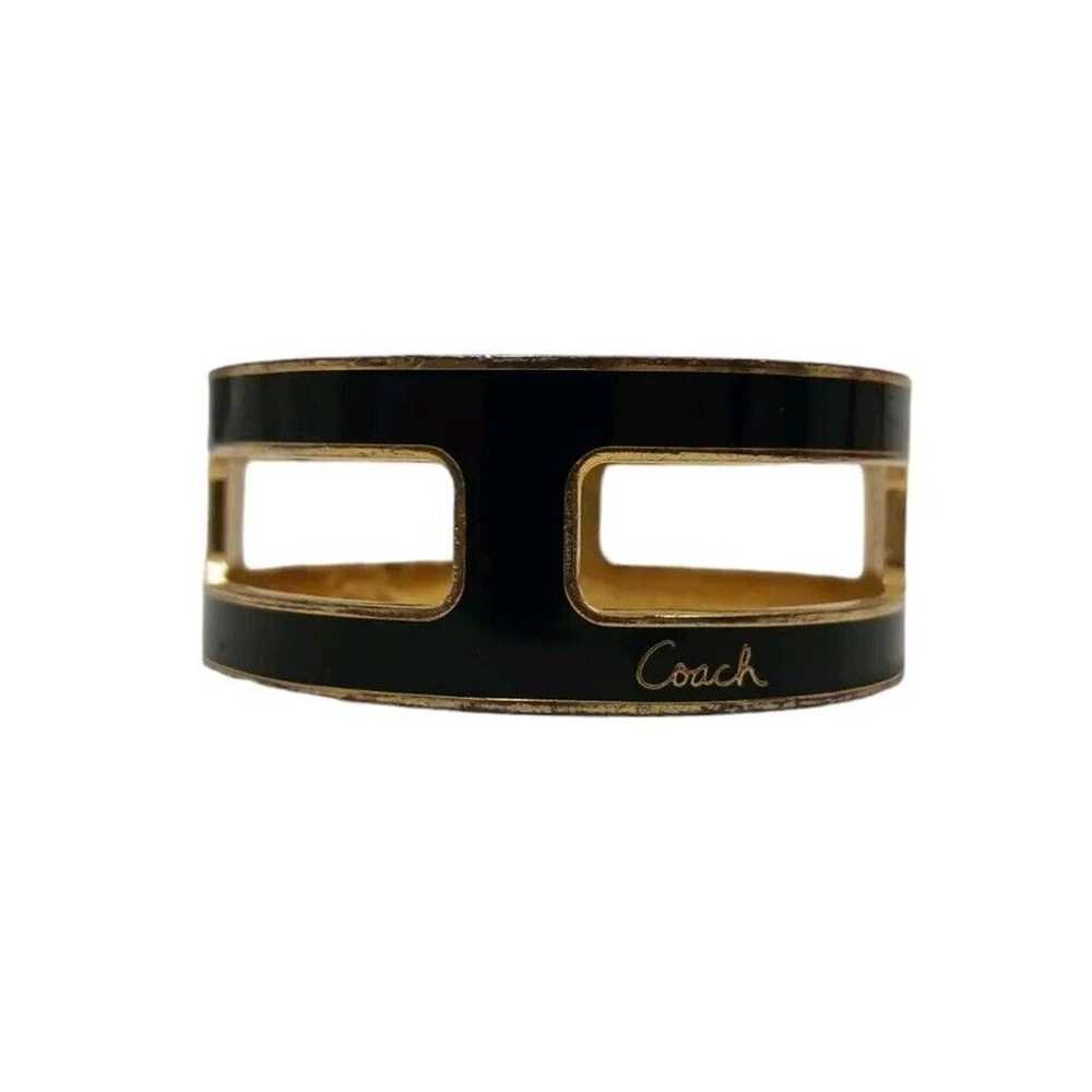 COACH Cuff Bracelet BLACK GOLD Square Cut Out Mod… - image 4