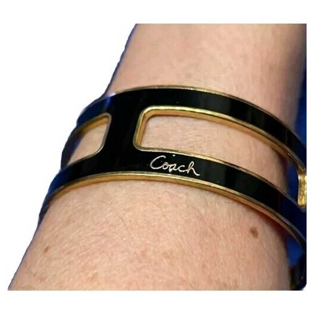 COACH Cuff Bracelet BLACK GOLD Square Cut Out Mod… - image 7