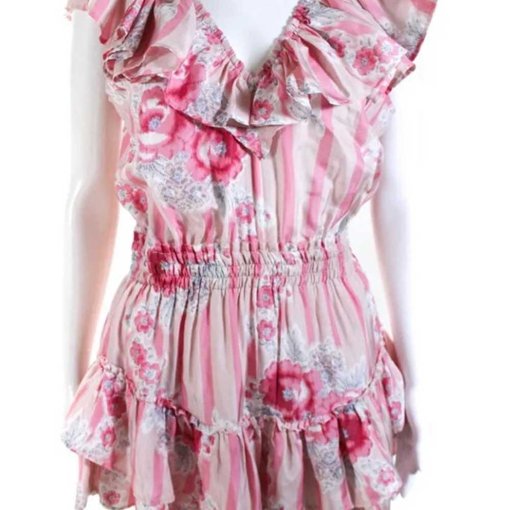 Loveshackfancy silk pink roses mini ruffle dress - image 11