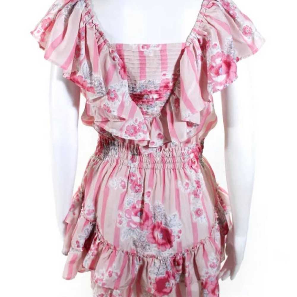 Loveshackfancy silk pink roses mini ruffle dress - image 12