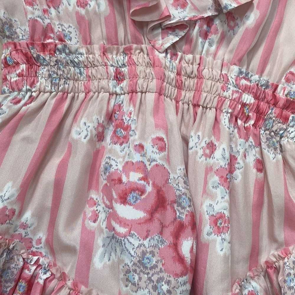 Loveshackfancy silk pink roses mini ruffle dress - image 8