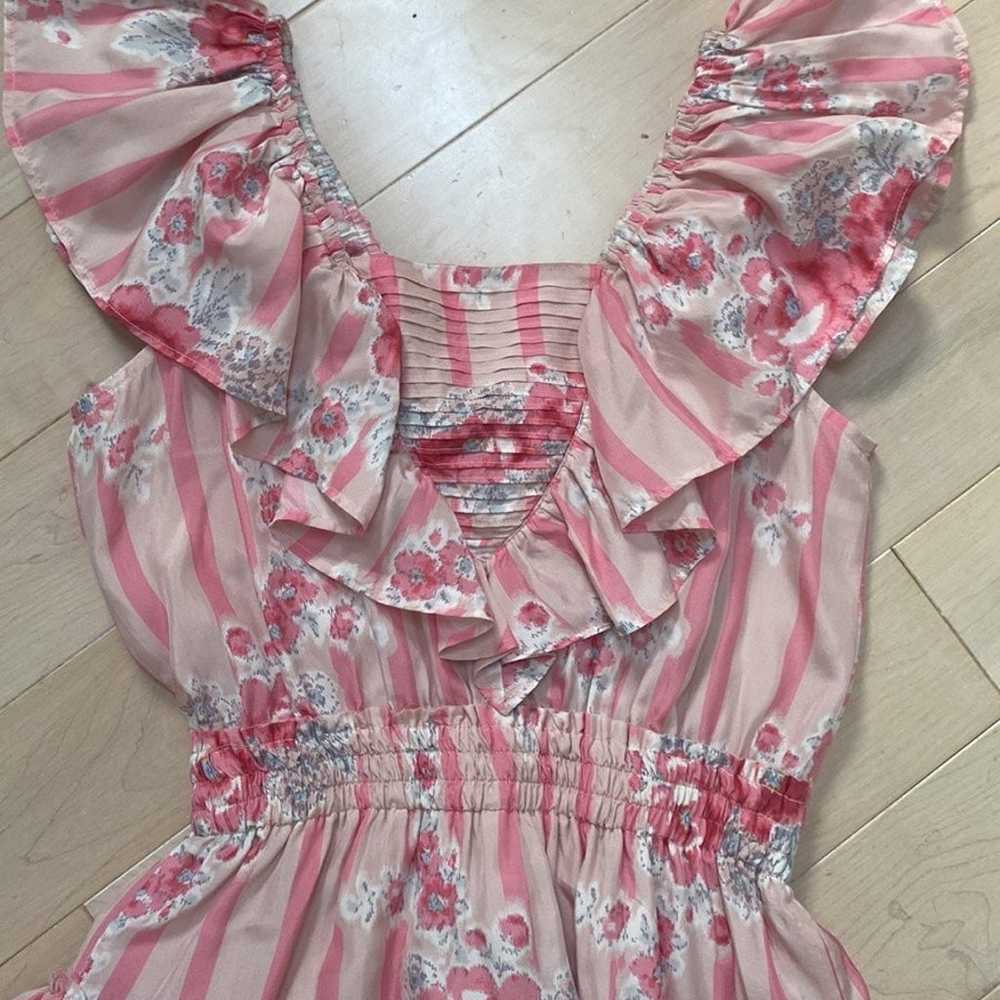 Loveshackfancy silk pink roses mini ruffle dress - image 9