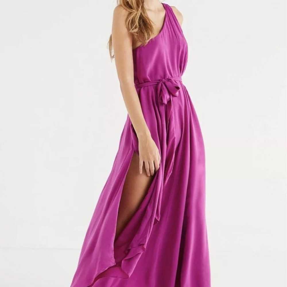 Urban Outfitters Dress Maxi One Shoulder Silky Sa… - image 2