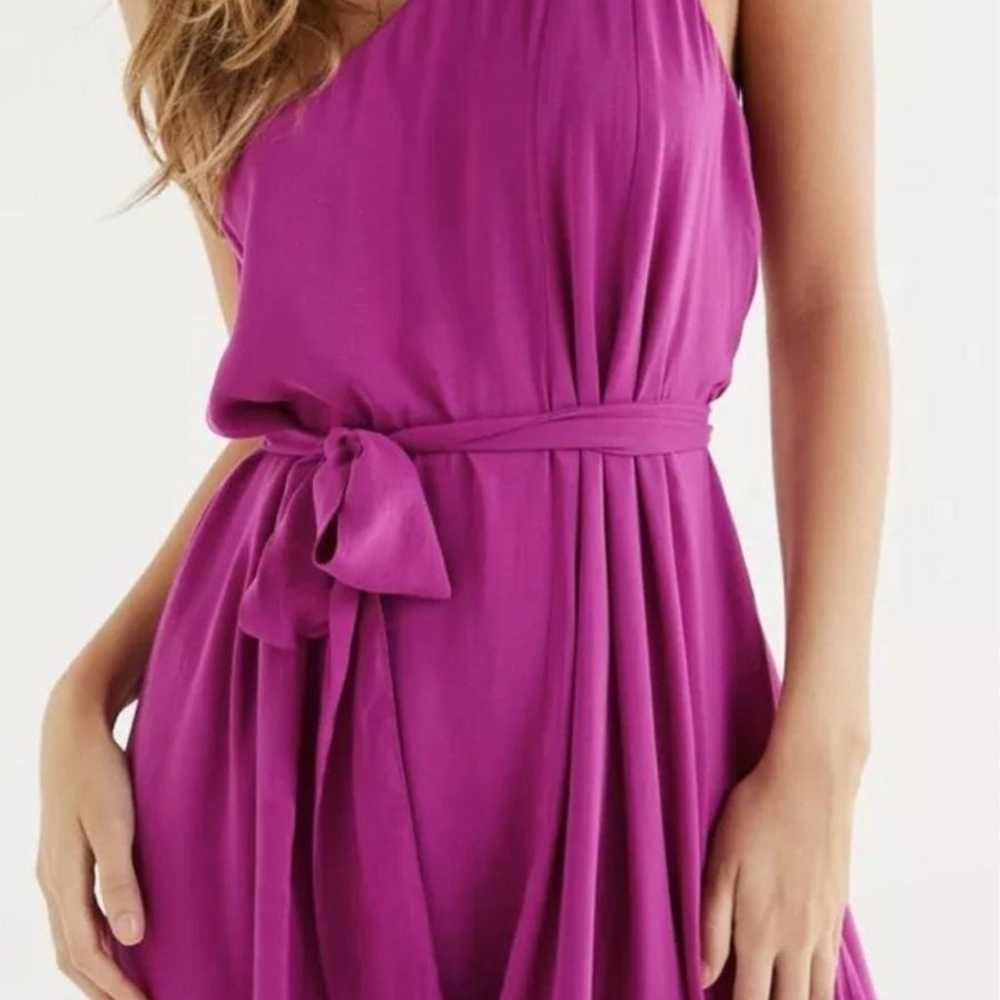 Urban Outfitters Dress Maxi One Shoulder Silky Sa… - image 4