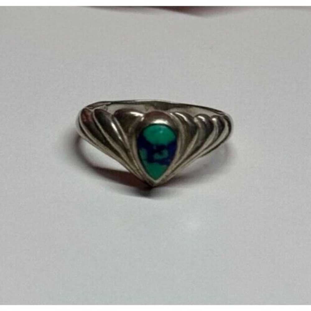 925 STERLING SILVER TURQUOISE RING SIZE 5.5 - image 2