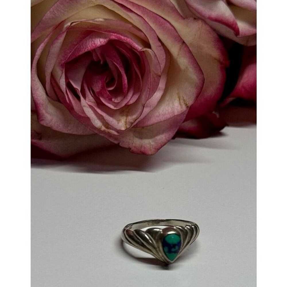 925 STERLING SILVER TURQUOISE RING SIZE 5.5 - image 3