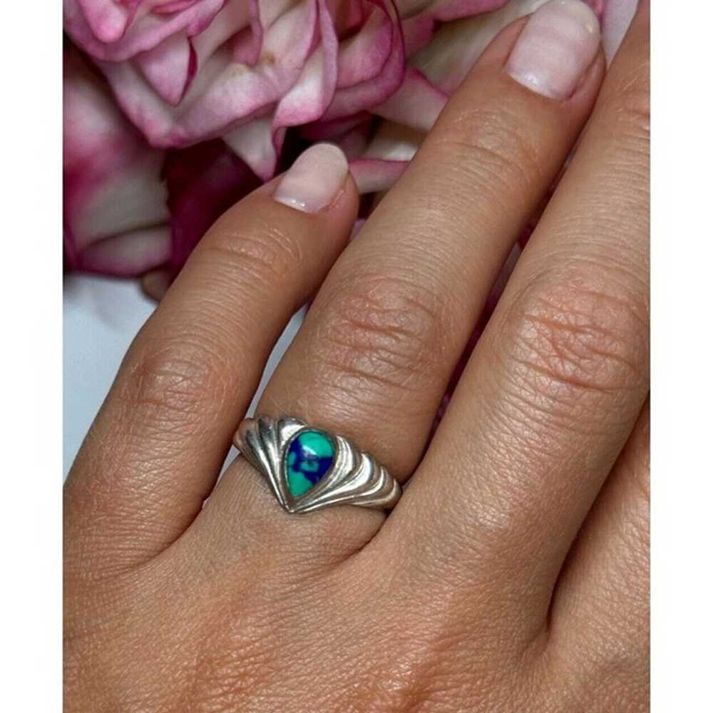 925 STERLING SILVER TURQUOISE RING SIZE 5.5 - image 4