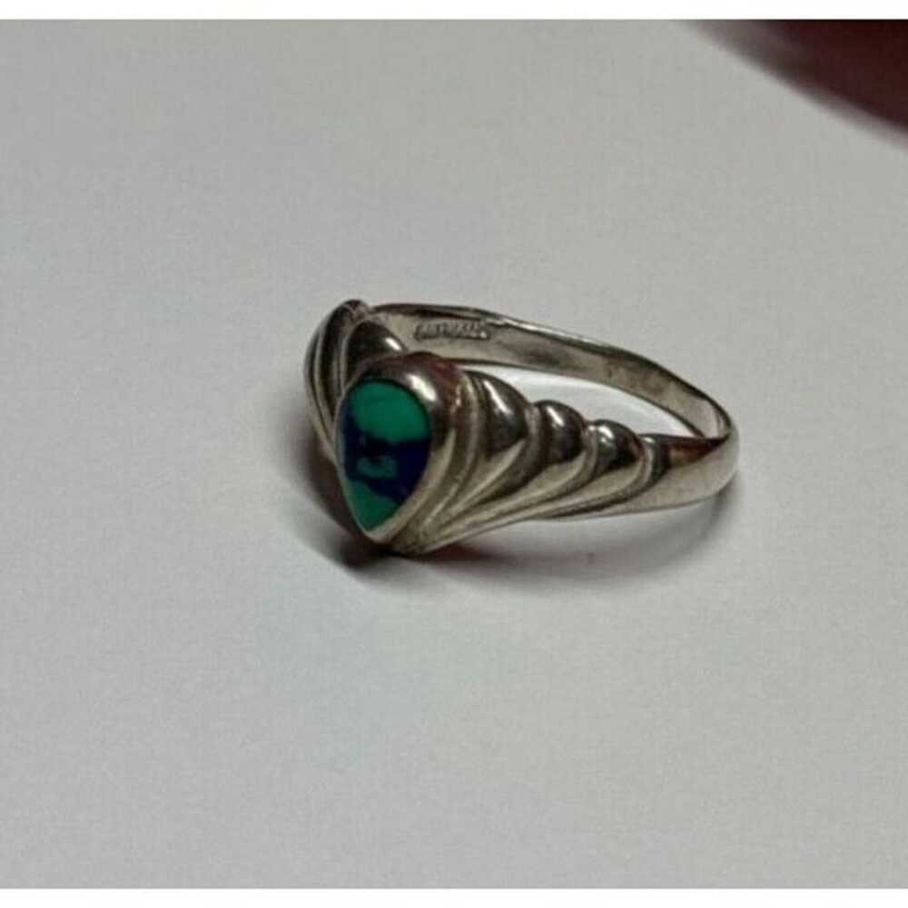 925 STERLING SILVER TURQUOISE RING SIZE 5.5 - image 5