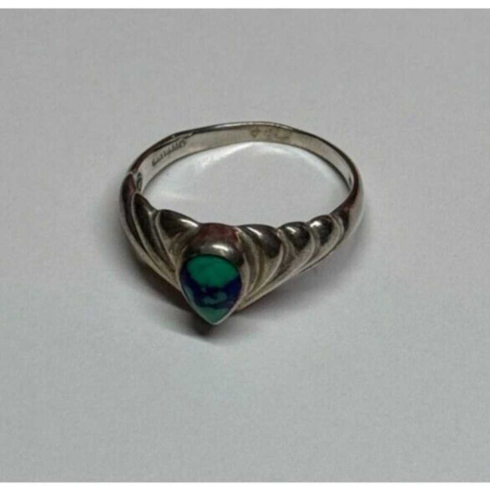 925 STERLING SILVER TURQUOISE RING SIZE 5.5 - image 6