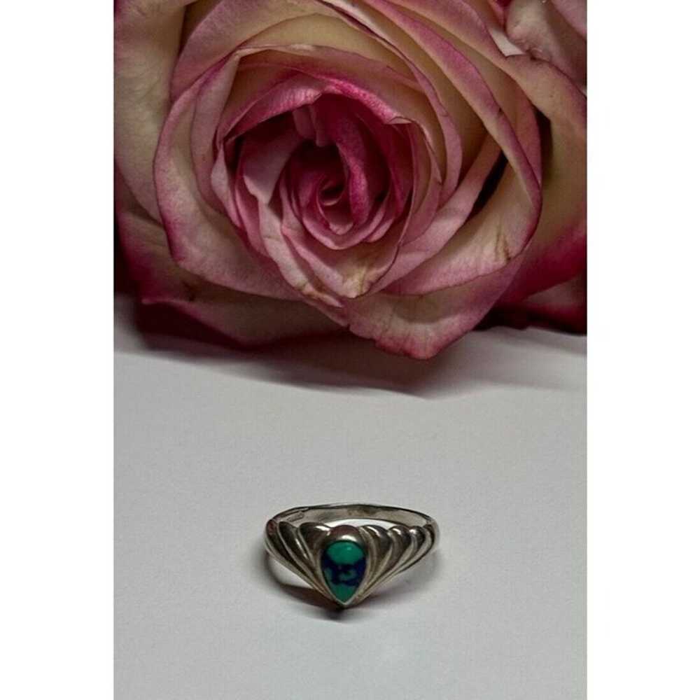 925 STERLING SILVER TURQUOISE RING SIZE 5.5 - image 8