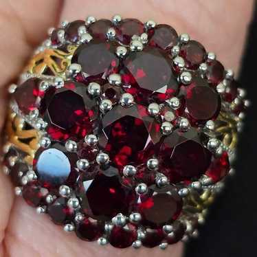 DEEP RED GARNET AND WHITE TOPAZ RING