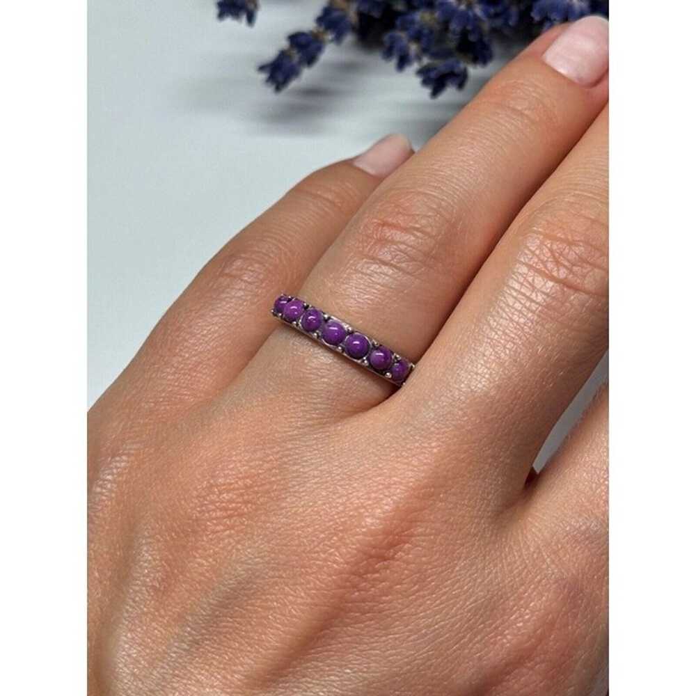 925 STERLING SILVER PURPLE AGATE RING SIZE 6 - image 10