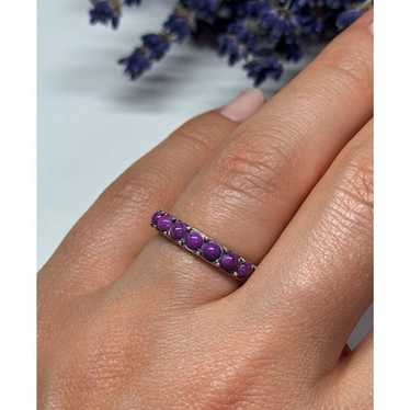 925 STERLING SILVER PURPLE AGATE RING SIZE 6 - image 1