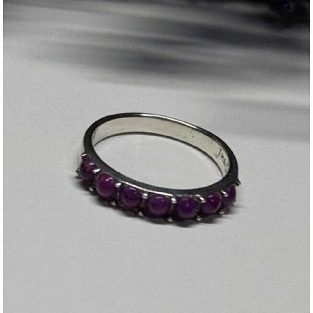 925 STERLING SILVER PURPLE AGATE RING SIZE 6 - image 2