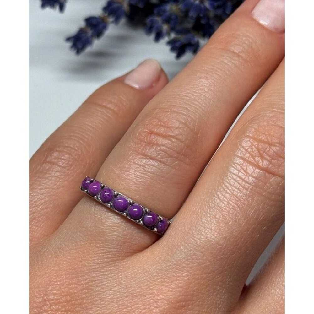 925 STERLING SILVER PURPLE AGATE RING SIZE 6 - image 3