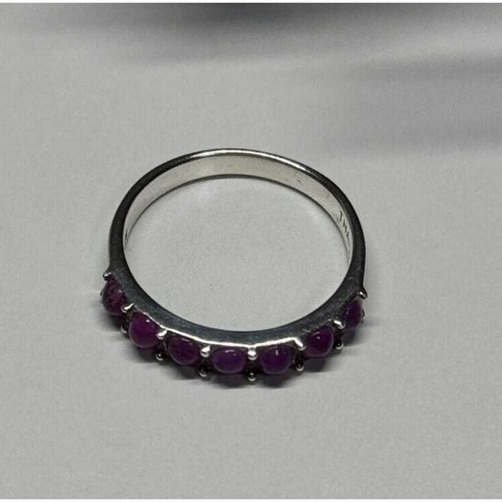 925 STERLING SILVER PURPLE AGATE RING SIZE 6 - image 4