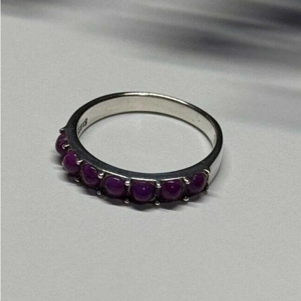 925 STERLING SILVER PURPLE AGATE RING SIZE 6 - image 5