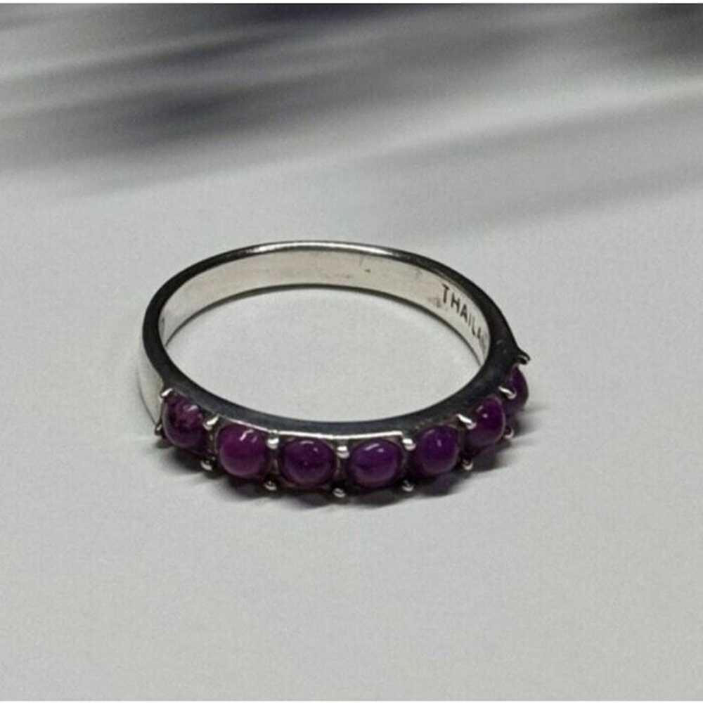 925 STERLING SILVER PURPLE AGATE RING SIZE 6 - image 7