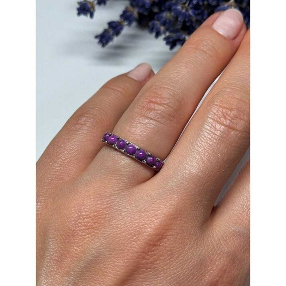 925 STERLING SILVER PURPLE AGATE RING SIZE 6 - image 8