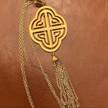 MONET Vintage Two Strand Gold Pendant Necklace - image 1