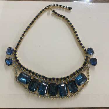 Vintage Blue Rhinestone Necklace