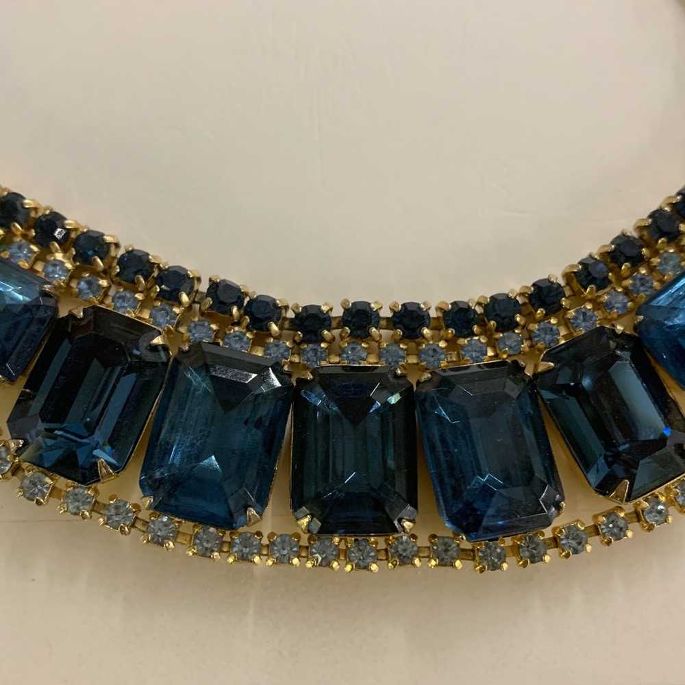 Vintage Blue Rhinestone Necklace - image 2