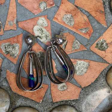 Vintage heavy sterling and azurite? earrings