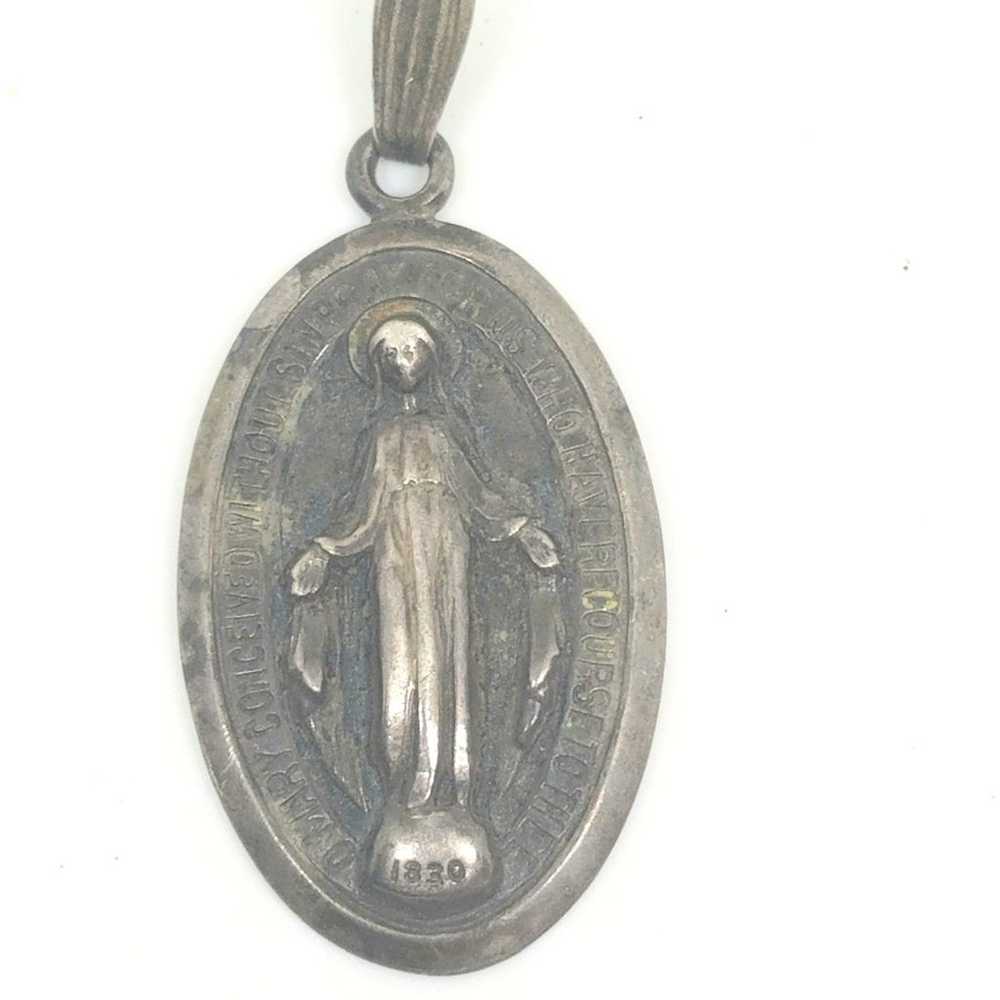 Vintage Sterling Silver Miraculous Medal - image 2