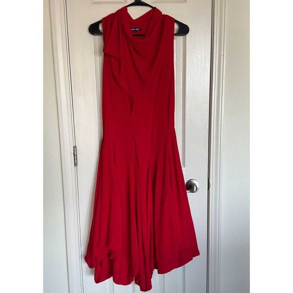 Samuel Dong Red Cowl Neck Pleated Crepe Dress, He… - image 2