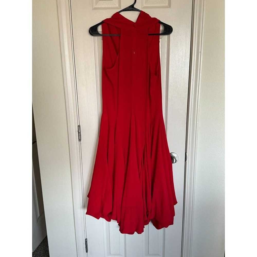 Samuel Dong Red Cowl Neck Pleated Crepe Dress, He… - image 3