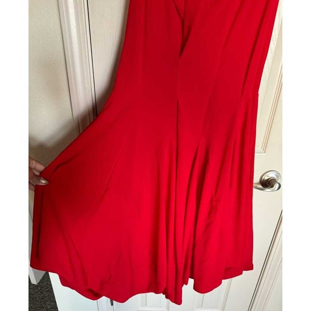 Samuel Dong Red Cowl Neck Pleated Crepe Dress, He… - image 5