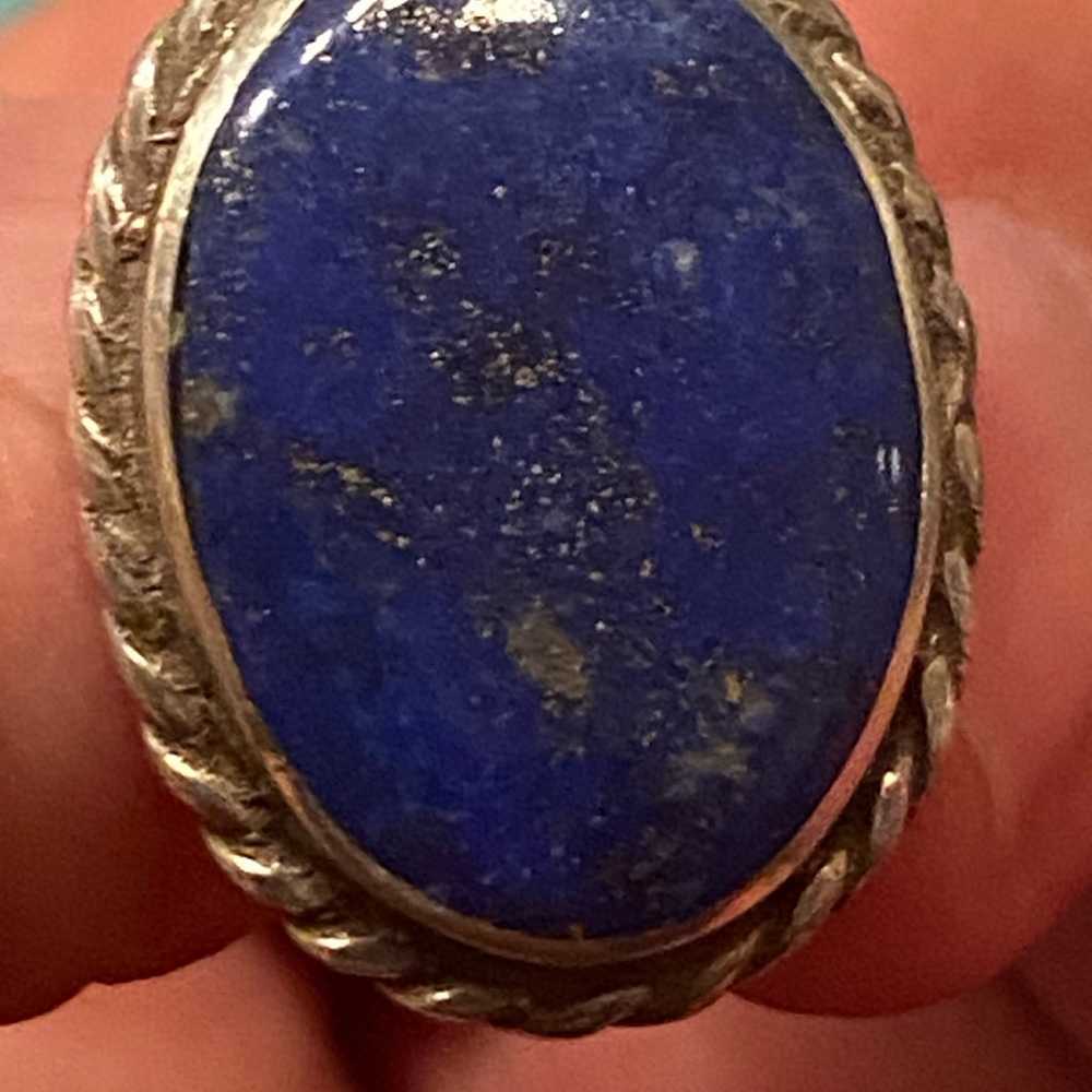 Vintage Sterling Silver &!Blue lapis lazuli  Earr… - image 5