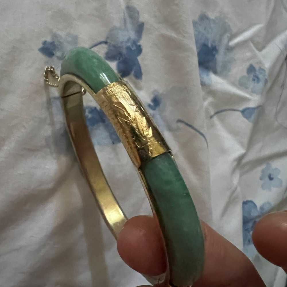 Beautiful light green jade bangle! - image 2