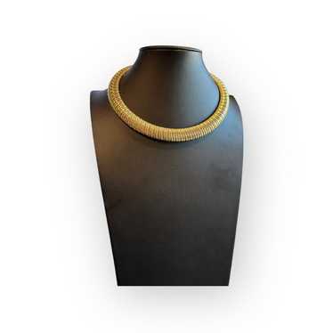 High selling Quality Designer Les Bernard Gold-plated & Clear Rhinestone Midcentury Choker Style Necklace...