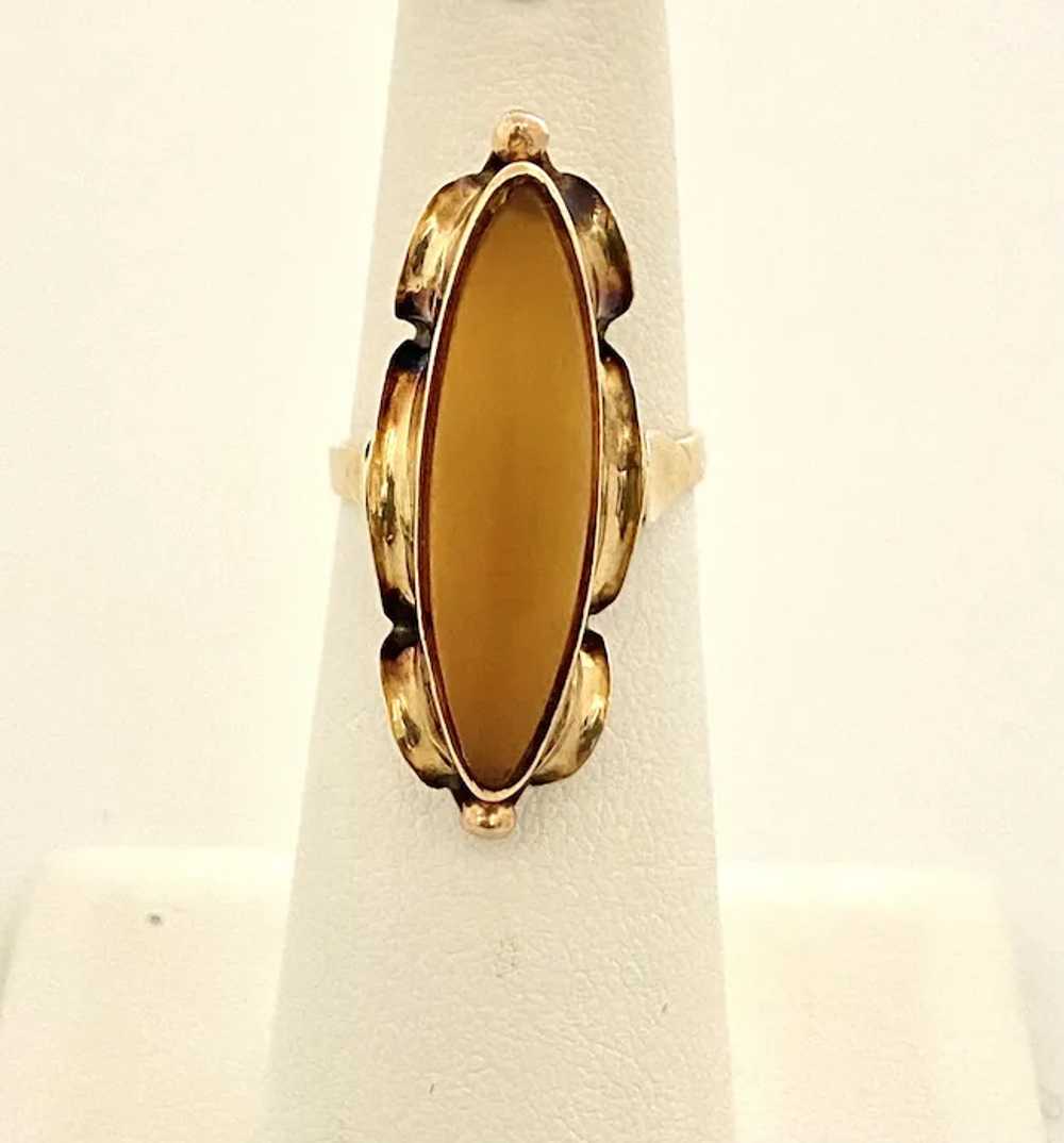 Vintage 14K and Amber Ring - image 2