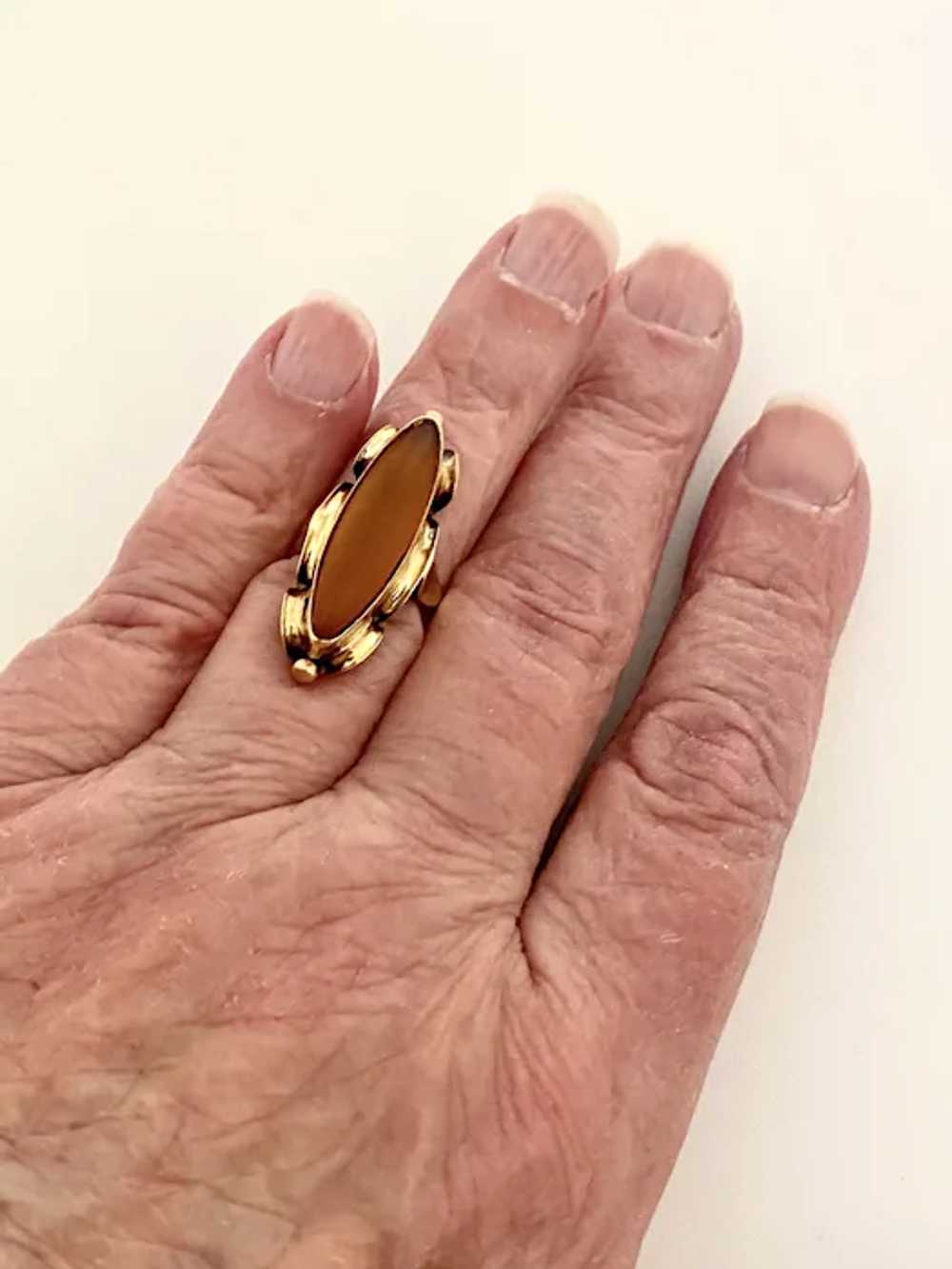 Vintage 14K and Amber Ring - image 4