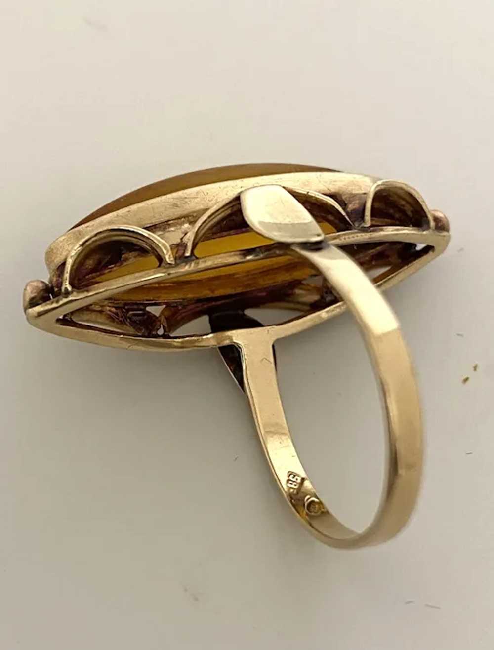 Vintage 14K and Amber Ring - image 6