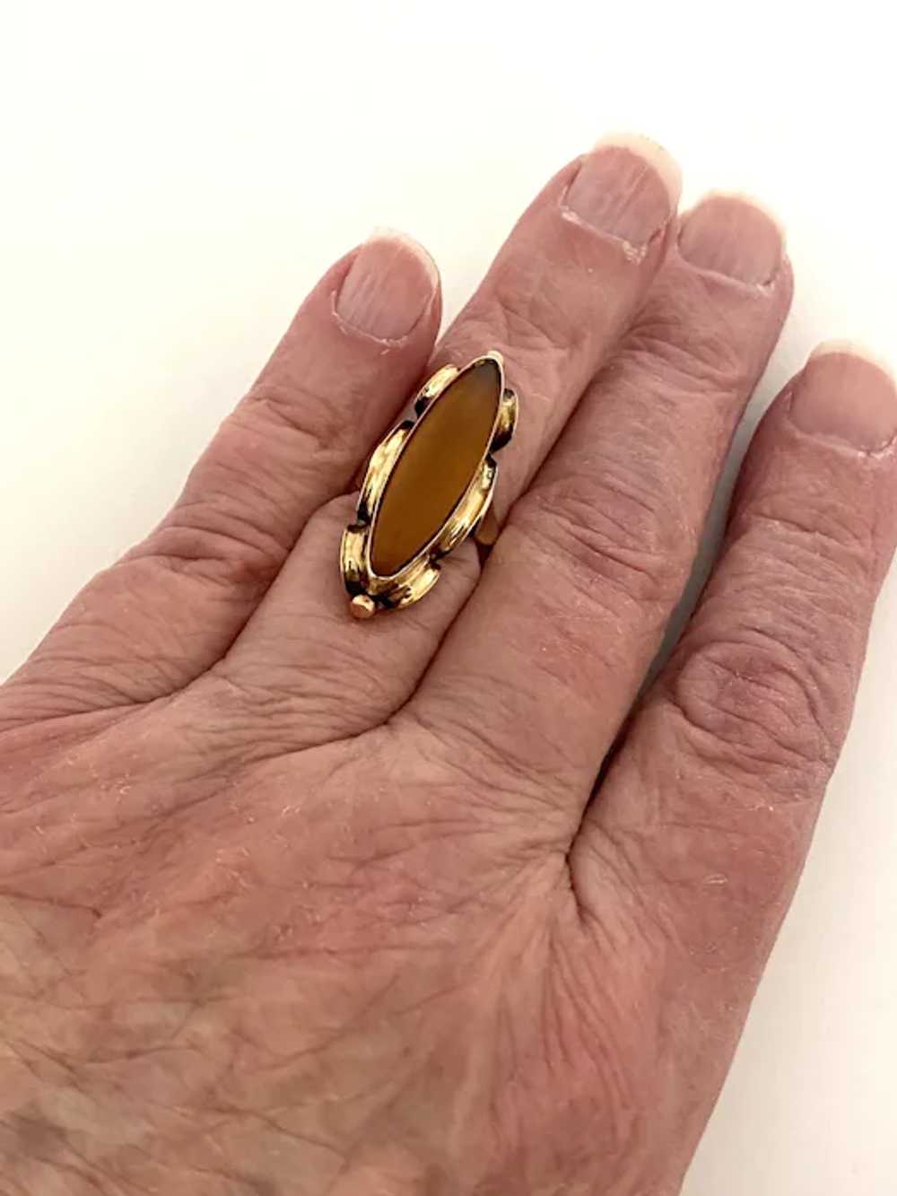 Vintage 14K and Amber Ring - image 7