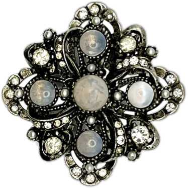 Mode Art Vintage Moonstone Crystal Rhinestone Ribb